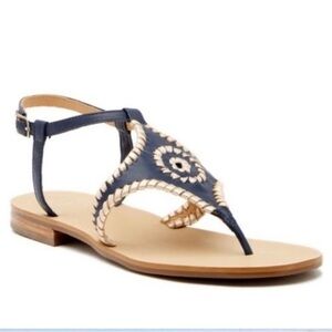 Jack Rogers Maci Navy Leather Ankle Strap Sandals Size 6